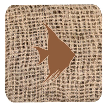 Carolines Treasures Fish - Angel Fish Burlap And Brown Foam Coasters- Set of 4 BB1022-BL-BN-FC